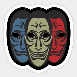 Noh Masks - three mask Sticker